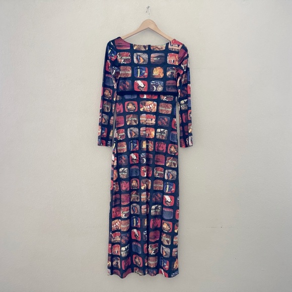 Vintage 90s Y2K Tripp NYC DAANG GOODMAN Anime Geisha Cartoon Maxi Dress Small - Picture 4 of 12